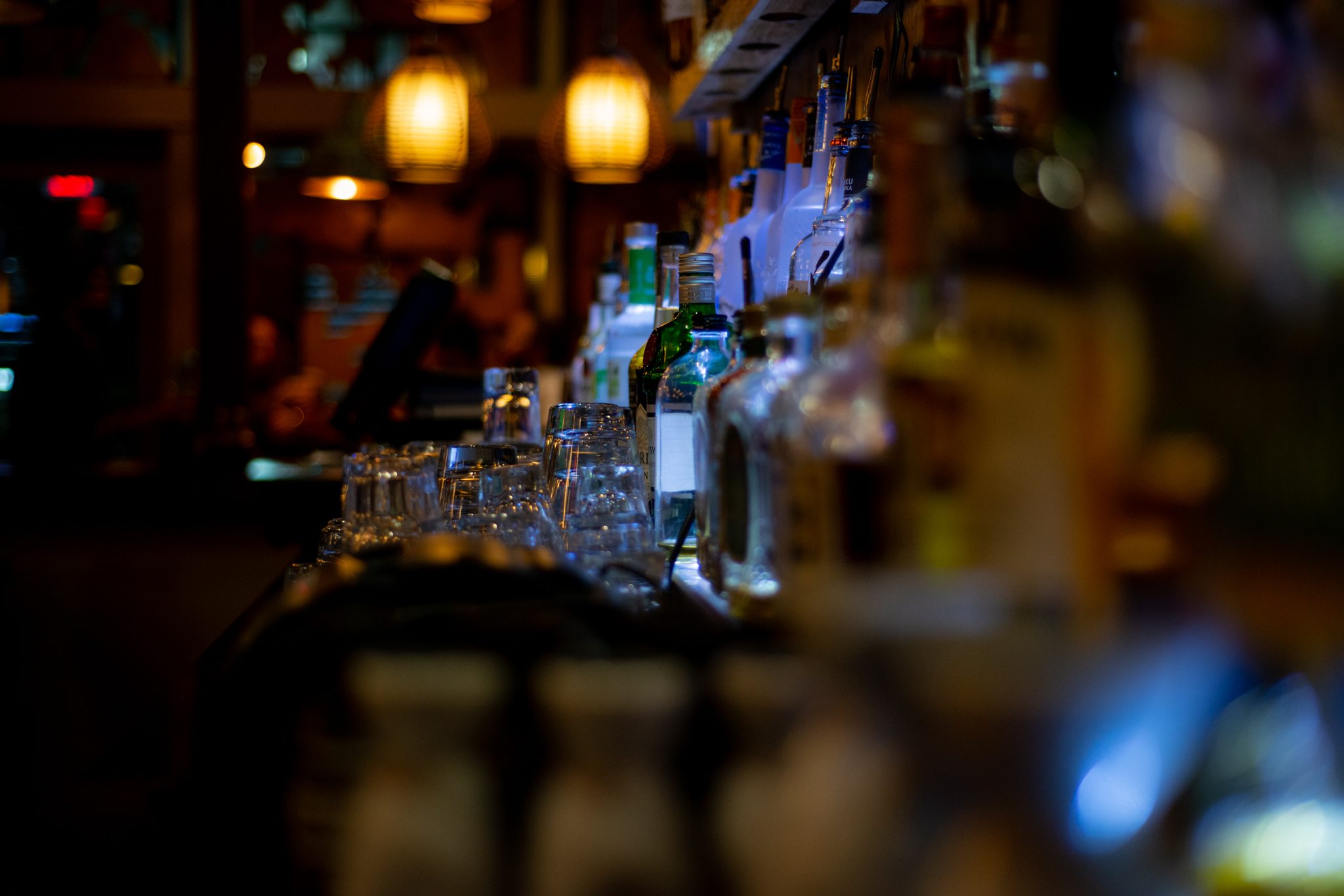 Warm event scene inside a bar