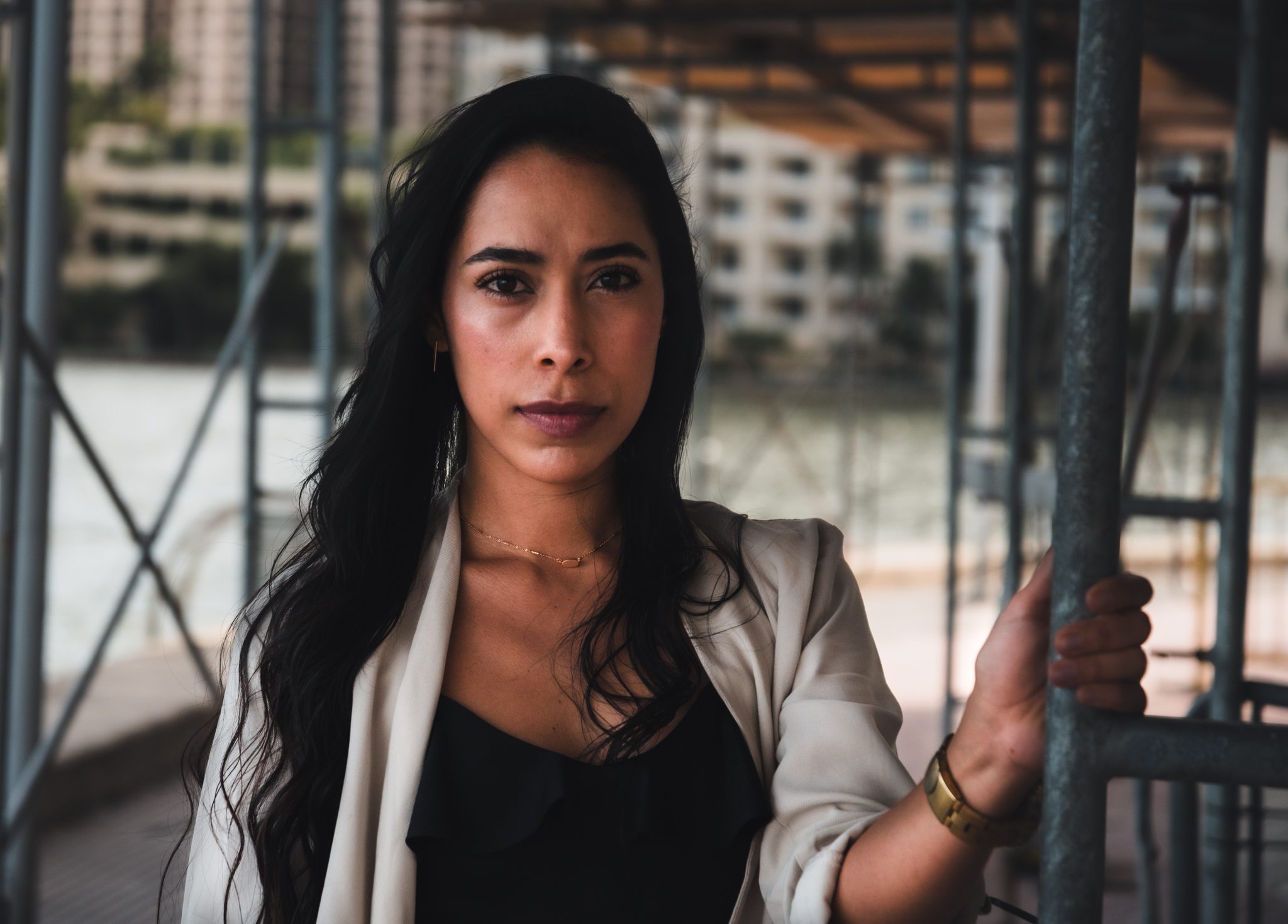 Urban portrait with a focused expression